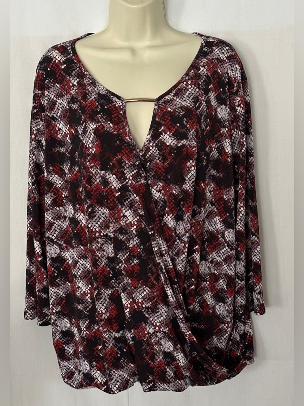 NWOT Simply Emma Womens Multicolor Pullover wrap Blouse Size 3X